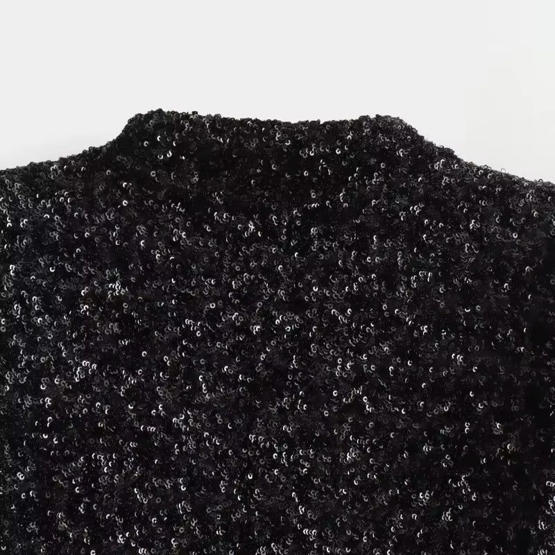 Schwarzes Pailetten Mini Kleid