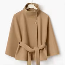 Poncho Mantel mit Stehkragen & Gürtel
