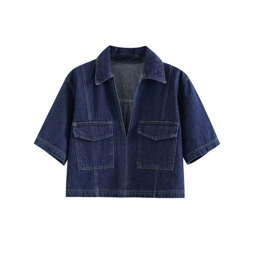 Zweiteiliges Denim-Set mit Hemd und Rock